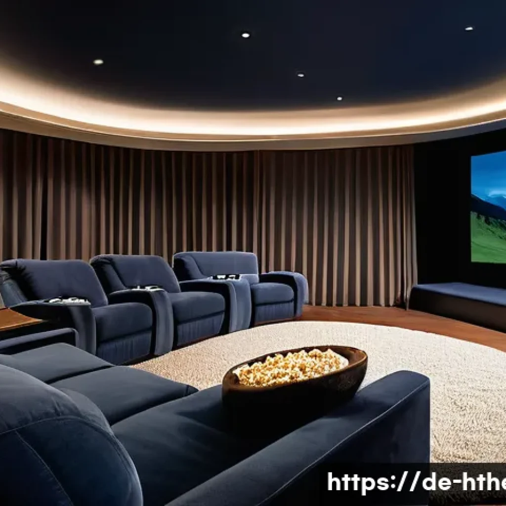 홈시어터 시스템 구축 - **Prompt 1: The Ultimate Cinematic Immersion**
    A wide shot of a luxurious and modern home cinema...
