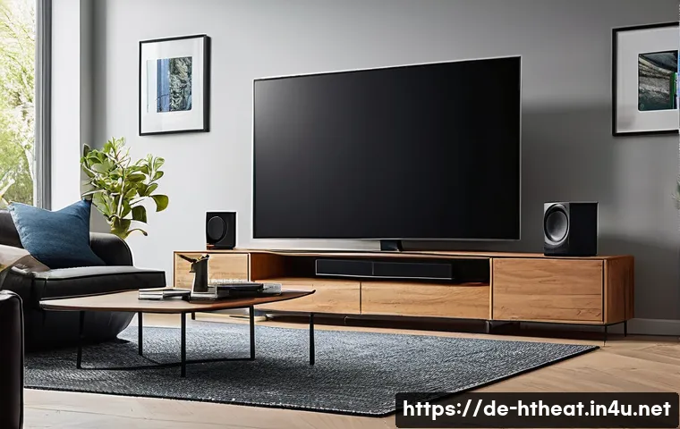 넷플릭스 vs 디즈니  음향 비교 - A modern living room setup in a German household featuring a large flat-screen smart TV displaying a...