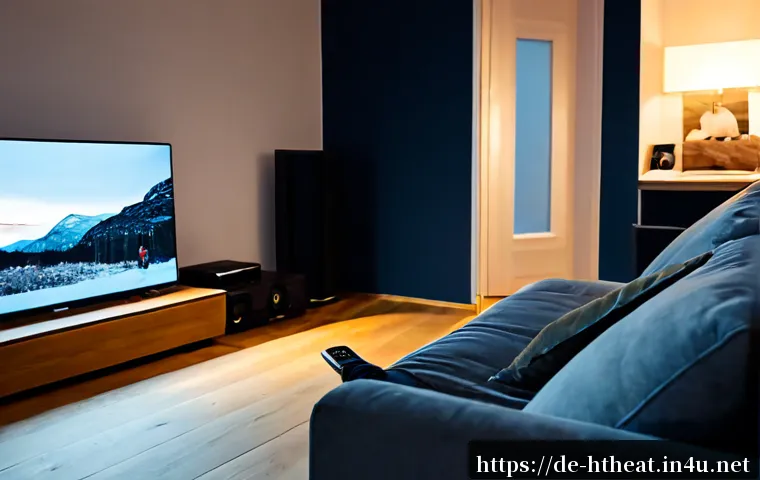 리모컨 하나로 모든 기기 제어 - Photorealistic modern German living room at dusk, an older adult comfortably holding one sleek unive...